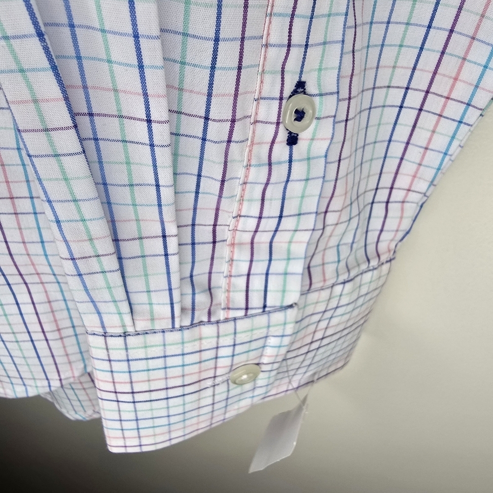 IZOD Men's White Colored Plaid Shirt NWT Medium - Picture 4 of 10
